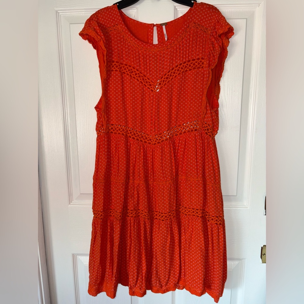 Free People Orange Lace Mini Dress